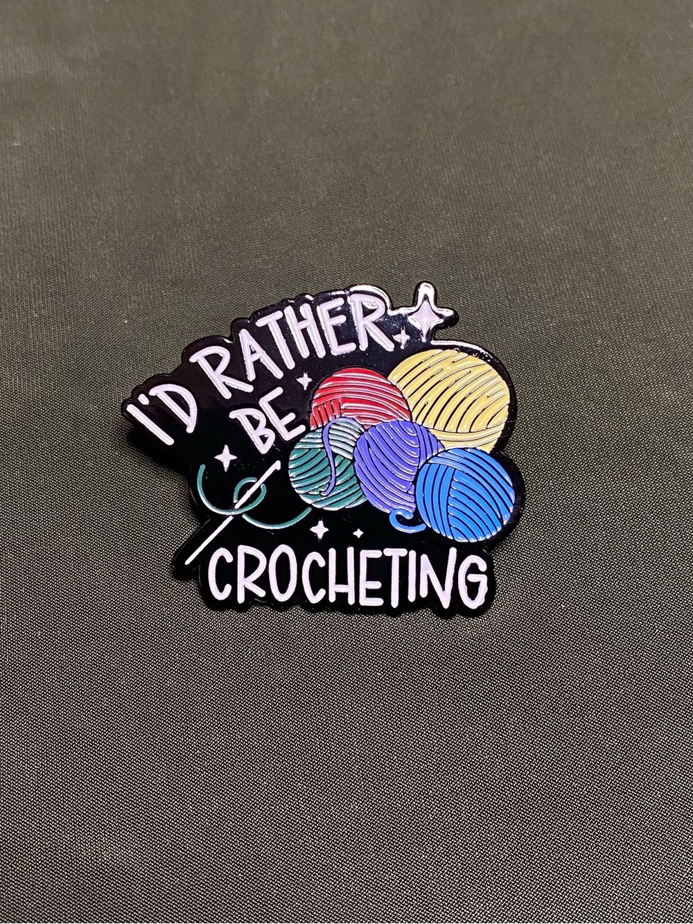 Enamel Brooch - I'd Rather Be Crocheting (Multi-Color)